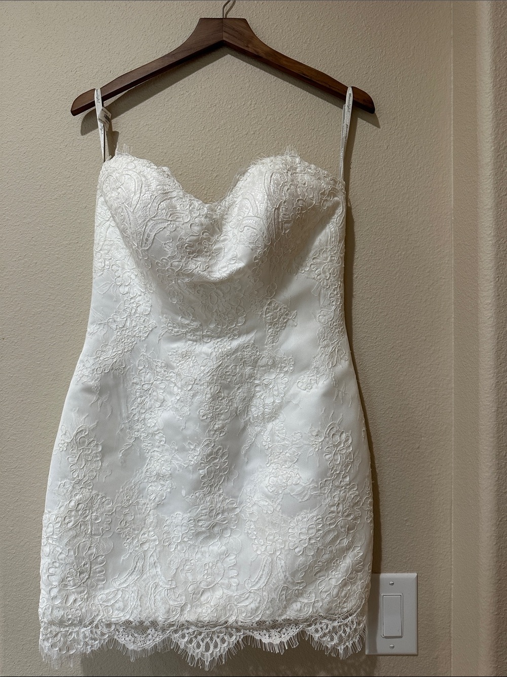 White Lace Strapless Sweetheart Mini Dress